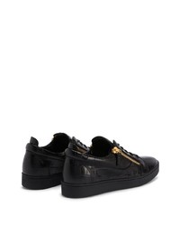 schwarze Leder niedrige Sneakers von Giuseppe Zanotti