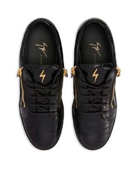 schwarze Leder niedrige Sneakers von Giuseppe Zanotti