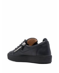 schwarze Leder niedrige Sneakers von Giuseppe Zanotti