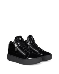 schwarze Leder niedrige Sneakers von Giuseppe Zanotti