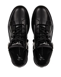 schwarze Leder niedrige Sneakers von Giuseppe Zanotti