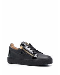 schwarze Leder niedrige Sneakers von Giuseppe Zanotti