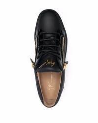 schwarze Leder niedrige Sneakers von Giuseppe Zanotti