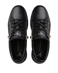 schwarze Leder niedrige Sneakers von Giuseppe Zanotti