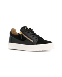 schwarze Leder niedrige Sneakers von Giuseppe Zanotti Design