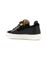 schwarze Leder niedrige Sneakers von Giuseppe Zanotti Design