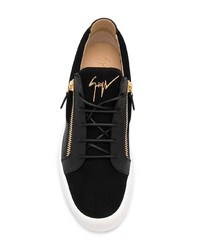 schwarze Leder niedrige Sneakers von Giuseppe Zanotti Design