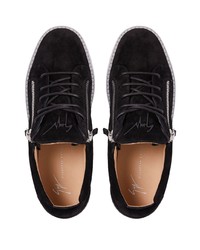 schwarze Leder niedrige Sneakers von Giuseppe Zanotti