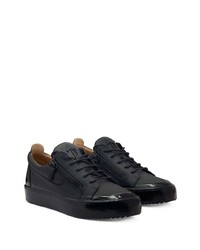 schwarze Leder niedrige Sneakers von Giuseppe Zanotti