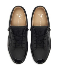 schwarze Leder niedrige Sneakers von Giuseppe Zanotti