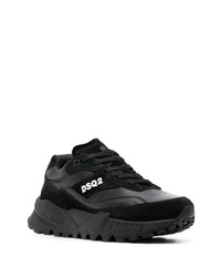 schwarze Leder niedrige Sneakers von DSQUARED2