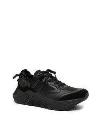 schwarze Leder niedrige Sneakers von Giorgio Armani