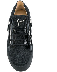 schwarze Leder niedrige Sneakers von Giuseppe Zanotti Design
