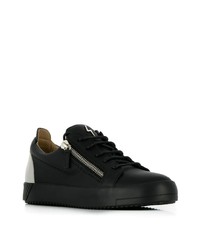 schwarze Leder niedrige Sneakers von Giuseppe Zanotti