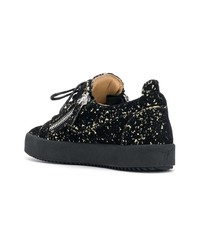 schwarze Leder niedrige Sneakers von Giuseppe Zanotti Design