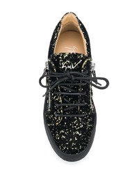 schwarze Leder niedrige Sneakers von Giuseppe Zanotti Design