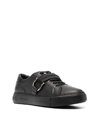 schwarze Leder niedrige Sneakers von Salvatore Ferragamo