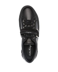 schwarze Leder niedrige Sneakers von Salvatore Ferragamo