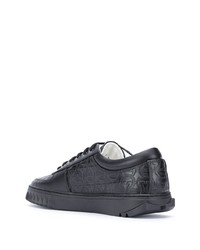 schwarze Leder niedrige Sneakers von Salvatore Ferragamo