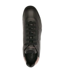 schwarze Leder niedrige Sneakers von Salvatore Ferragamo