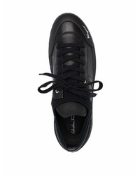 schwarze Leder niedrige Sneakers von Salvatore Ferragamo