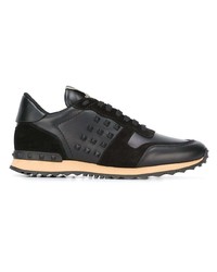 schwarze Leder niedrige Sneakers von Valentino