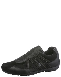 schwarze Leder niedrige Sneakers von Geox