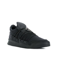 schwarze Leder niedrige Sneakers von Filling Pieces