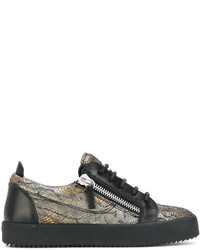 schwarze Leder niedrige Sneakers von Giuseppe Zanotti Design