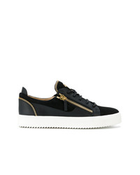 schwarze Leder niedrige Sneakers von Giuseppe Zanotti Design