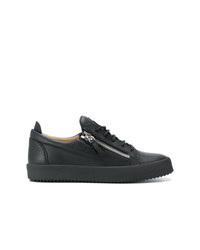 schwarze Leder niedrige Sneakers von Giuseppe Zanotti Design