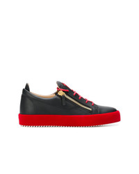 schwarze Leder niedrige Sneakers von Giuseppe Zanotti Design