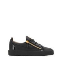 schwarze Leder niedrige Sneakers von Giuseppe Zanotti Design