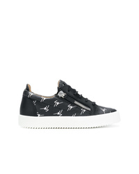 schwarze Leder niedrige Sneakers von Giuseppe Zanotti Design