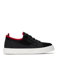 schwarze Leder niedrige Sneakers von Giuseppe Zanotti