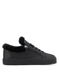 schwarze Leder niedrige Sneakers von Giuseppe Zanotti