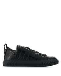 schwarze Leder niedrige Sneakers von Giuseppe Zanotti