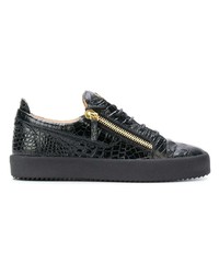 schwarze Leder niedrige Sneakers von Giuseppe Zanotti