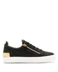 schwarze Leder niedrige Sneakers von Giuseppe Zanotti