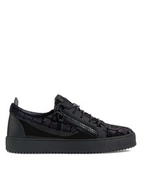 schwarze Leder niedrige Sneakers von Giuseppe Zanotti