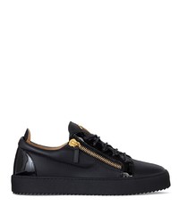 schwarze Leder niedrige Sneakers von Giuseppe Zanotti