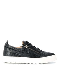 schwarze Leder niedrige Sneakers von Giuseppe Zanotti