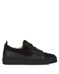 schwarze Leder niedrige Sneakers von Giuseppe Zanotti