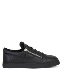 schwarze Leder niedrige Sneakers von Giuseppe Zanotti