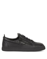 schwarze Leder niedrige Sneakers von Giuseppe Zanotti