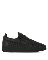 schwarze Leder niedrige Sneakers von Giuseppe Zanotti