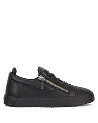 schwarze Leder niedrige Sneakers von Giuseppe Zanotti