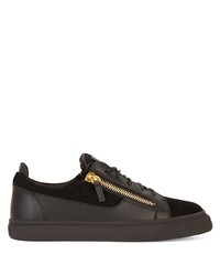 schwarze Leder niedrige Sneakers von Giuseppe Zanotti