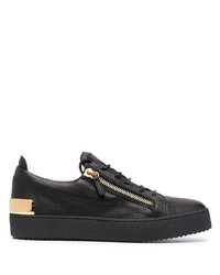 schwarze Leder niedrige Sneakers von Giuseppe Zanotti