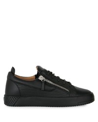 schwarze Leder niedrige Sneakers von Giuseppe Zanotti